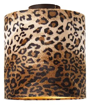 Candeeiro de teto preto mate com cúpula de padrão de leopardo 25 cm - Combi Clássico / Antigo
