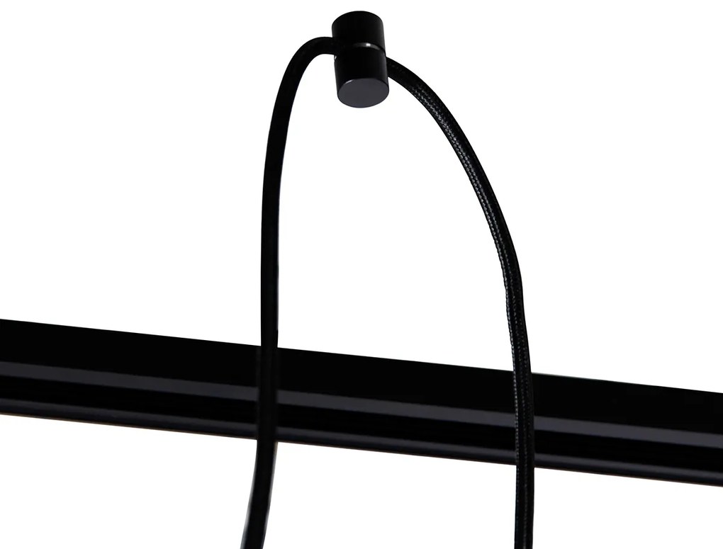 Sistema de calhas moderno com 5 pendentes pretos monofásicos - Iconic Cavalux