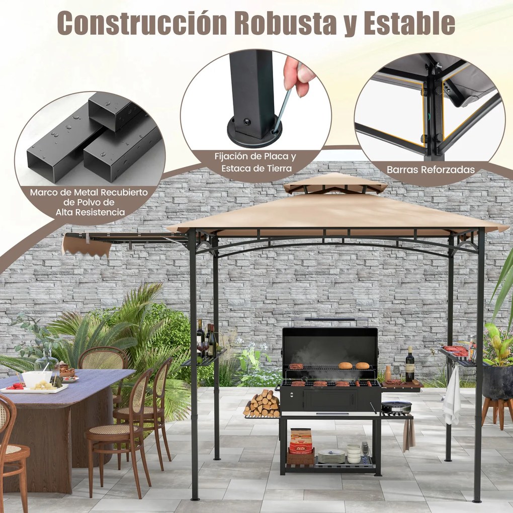 Tenda de Jardim para Churrasco, 318 x 153 cm (GRELHADOR NÃO INCLUIDO), Toldo Lateral, Bege