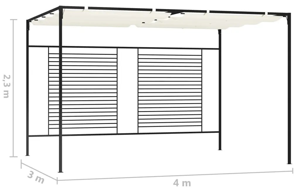 Gazebo com telhado retrátil 3x4x2,3 m 180 g/m² cor creme