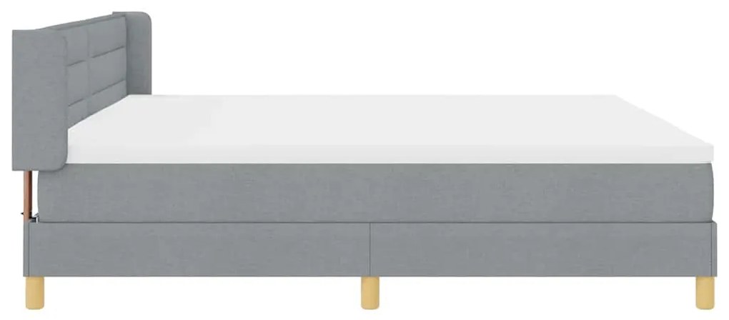 Cama Box com Colchão Cinza Claro - 200 x 200 cm, Têxtil.