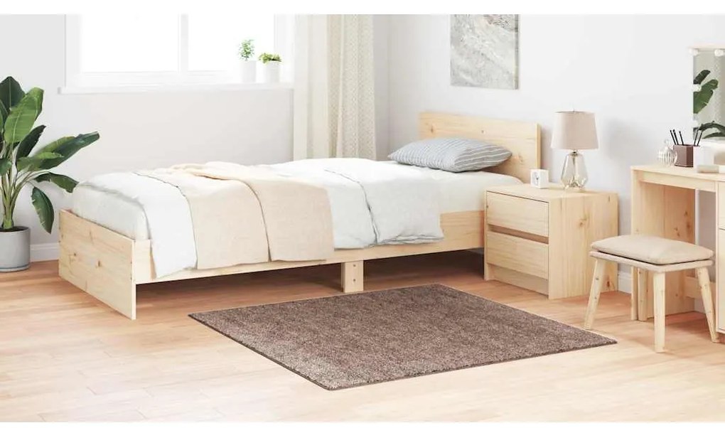 Tapete Shaggy de Pelagem Alta Marrom 120x120 cm PP