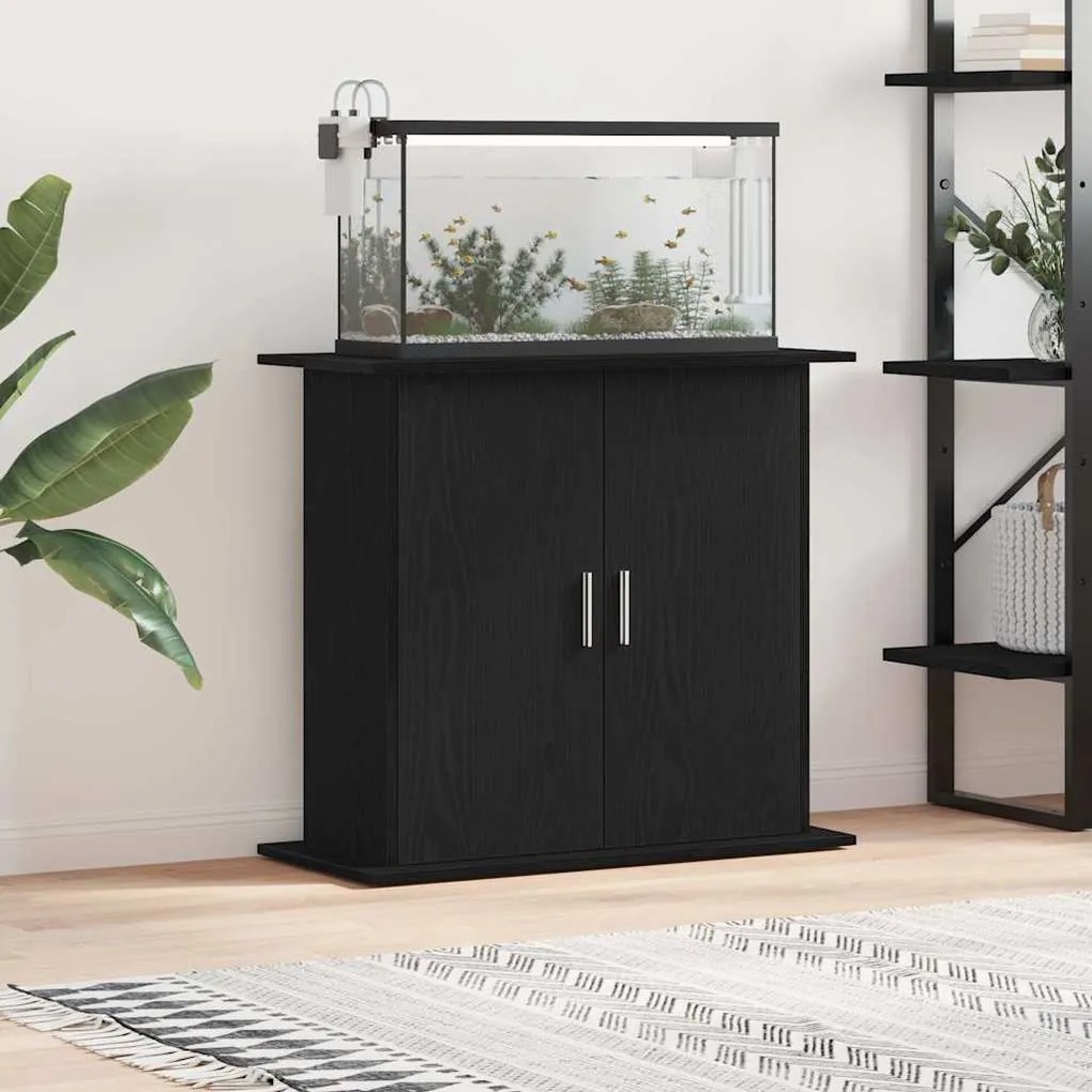 vidaXL Suporte para aquário carvalho preto 81x36x73 cm madeira projetada
