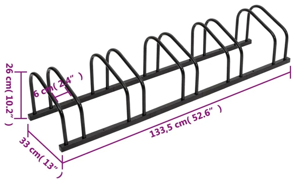 Suporte para 5 bicicletas aço preto