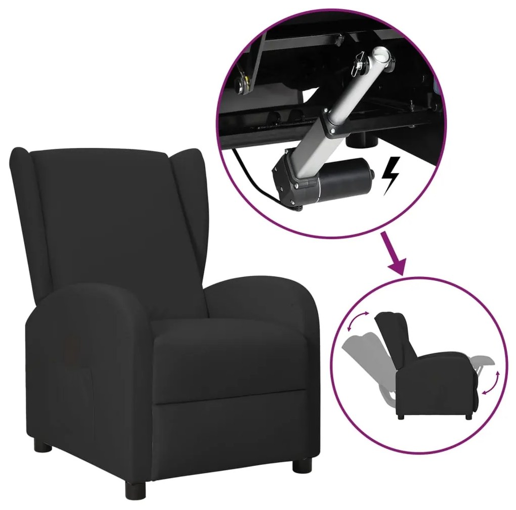 3098243 vidaXL Poltrona reclinável elevatória couro artificial preto