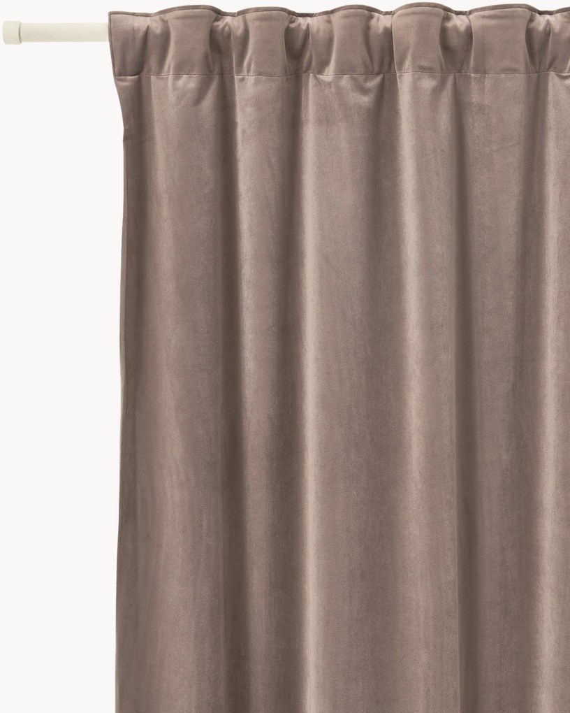 Cortinas opacas em veludo com multi-banda Rush, conjunto de 2, L 135 cm