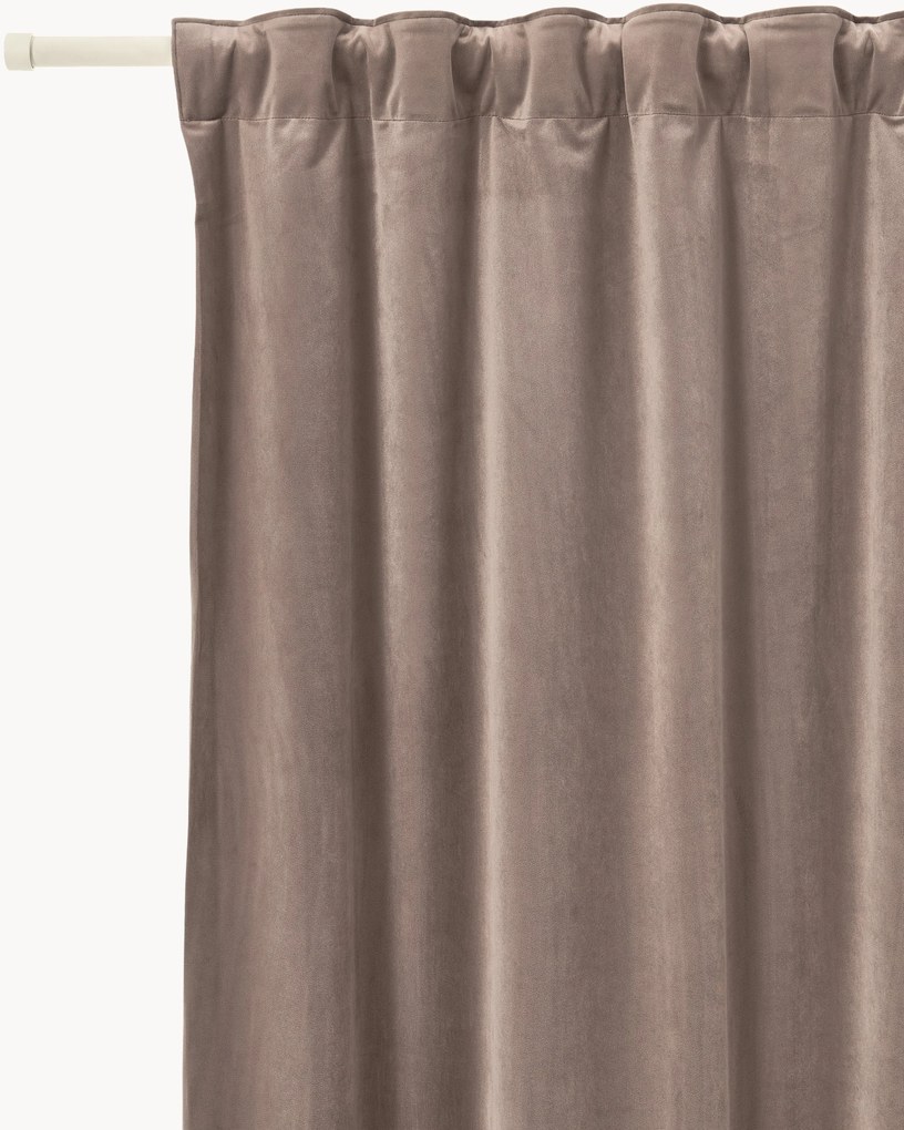 Cortinas opacas multi-banda em veludo Rush, conjunto de 2, L 135 cm