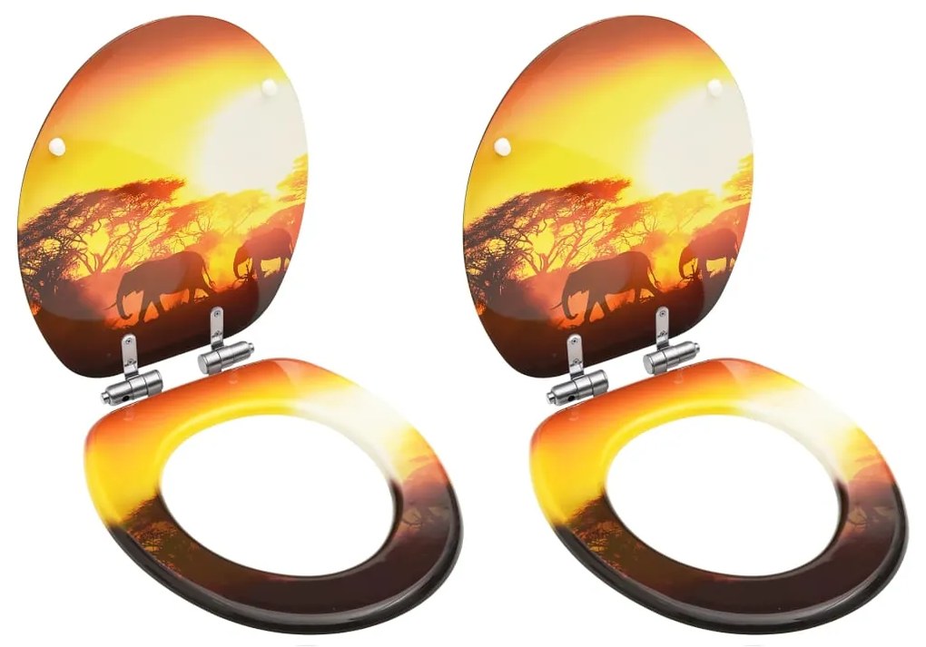 Assentos sanita com tampas fecho suave 2 pcs MDF design savana