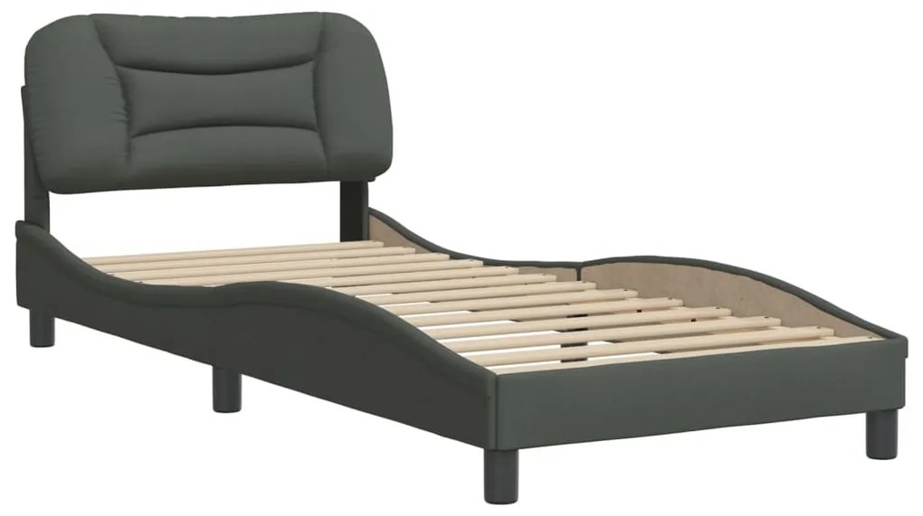 Estrutura de cama sem colchão 90x200 cm tecido cinzento-escuro