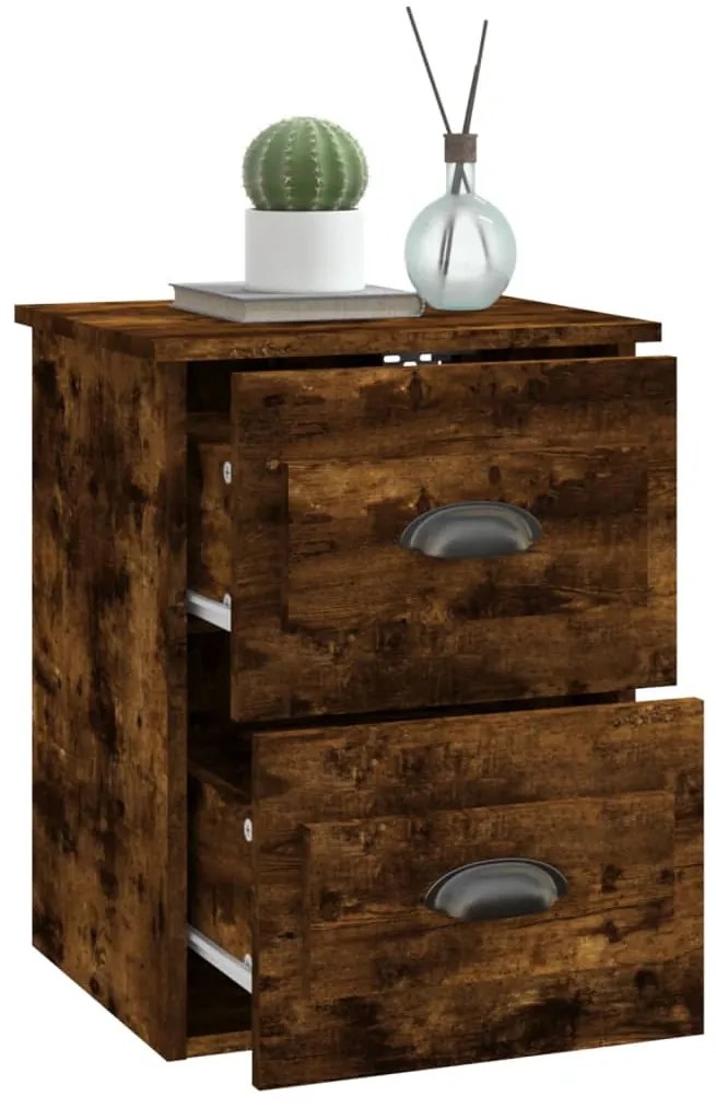 Mesa de cabeceira de parede 41,5x36x53 cm carvalho fumado