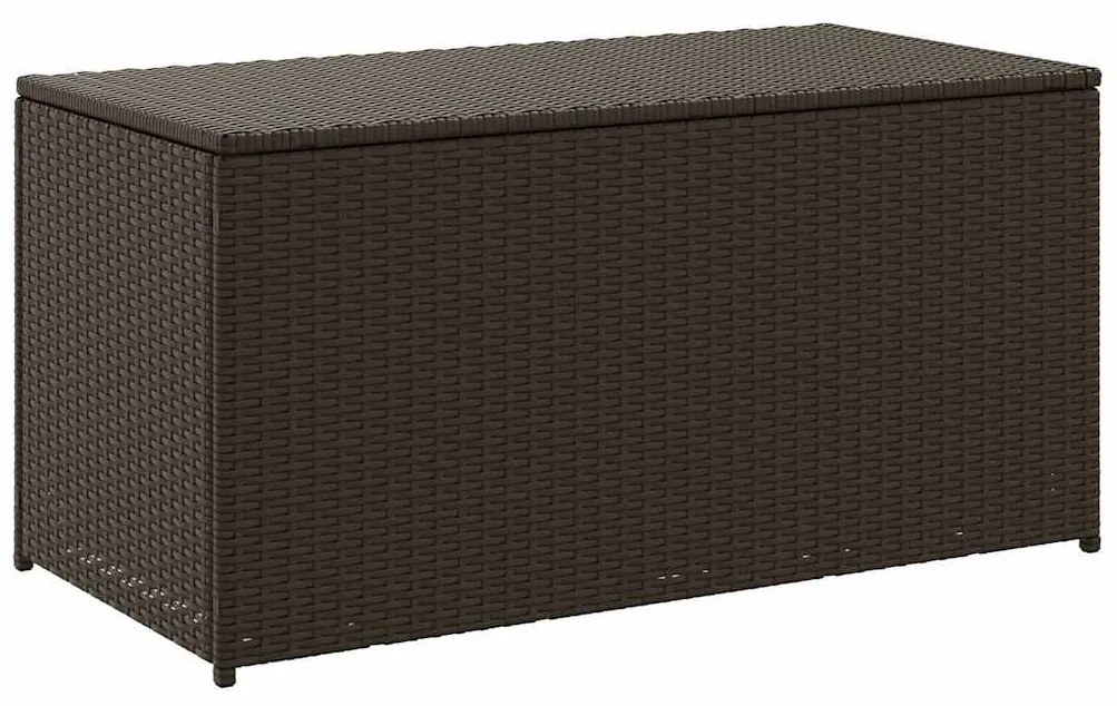Caixa de arrumação para jardim 100x50x50 cm vime PE castanho