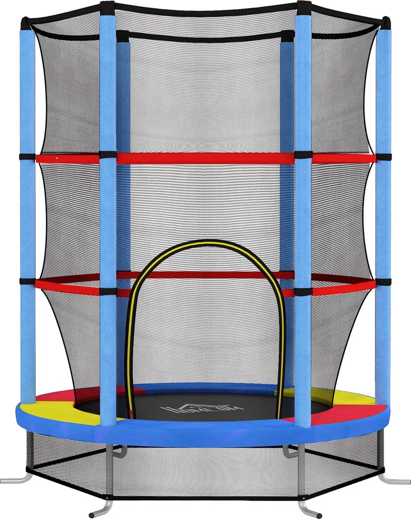 HOMCOM Trampolim Infantil Ø140x190 cm Trampolim para Crianças de 3-6 Anos com Rede de Segurança Carga 45 kg para Interior Azul | Aosom Portugal