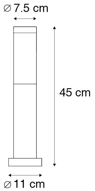 Candeeiro de poste exterior antracite 45 cm IP44 - Rox com estaca para o solo e prensa-cabos