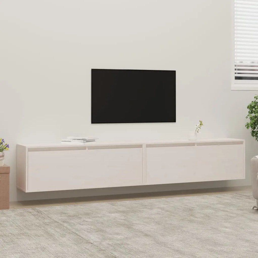 813468 vidaXL Armários de parede 2 pcs 100x30x35 cm pinho maciço branco