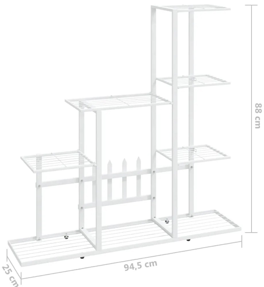 Suporte de vasos 94,5x25x88 cm metal branco