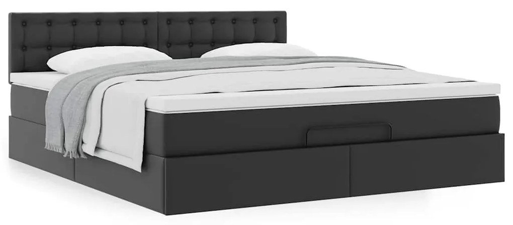 Estrutura de cama otomana com colchão 180x200 cm preta