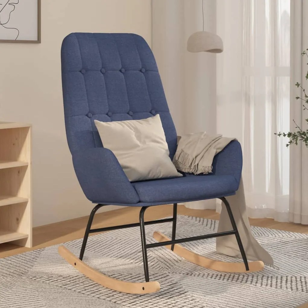 vidaXL Cadeira de baloiço tecido azul