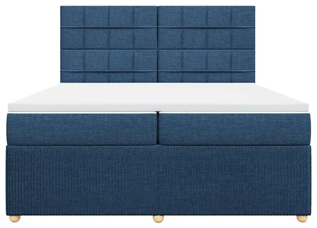 Cama com molas/colchão 200x200 cm tecido azul