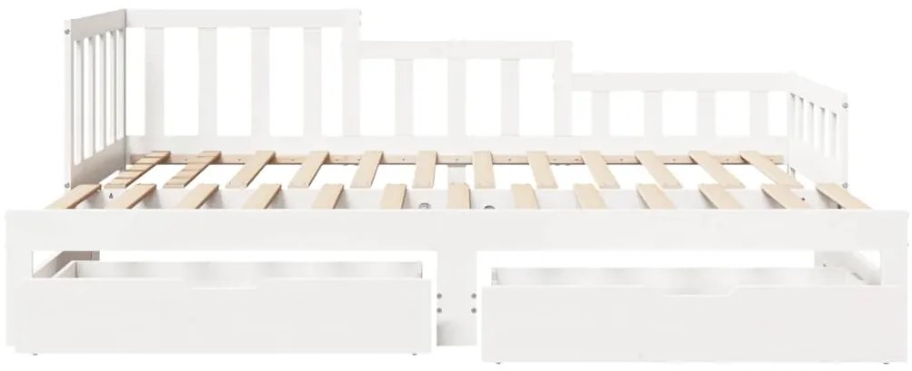 Sofá-cama com gavetão e gavetas sem colchão 90x200 cm branco