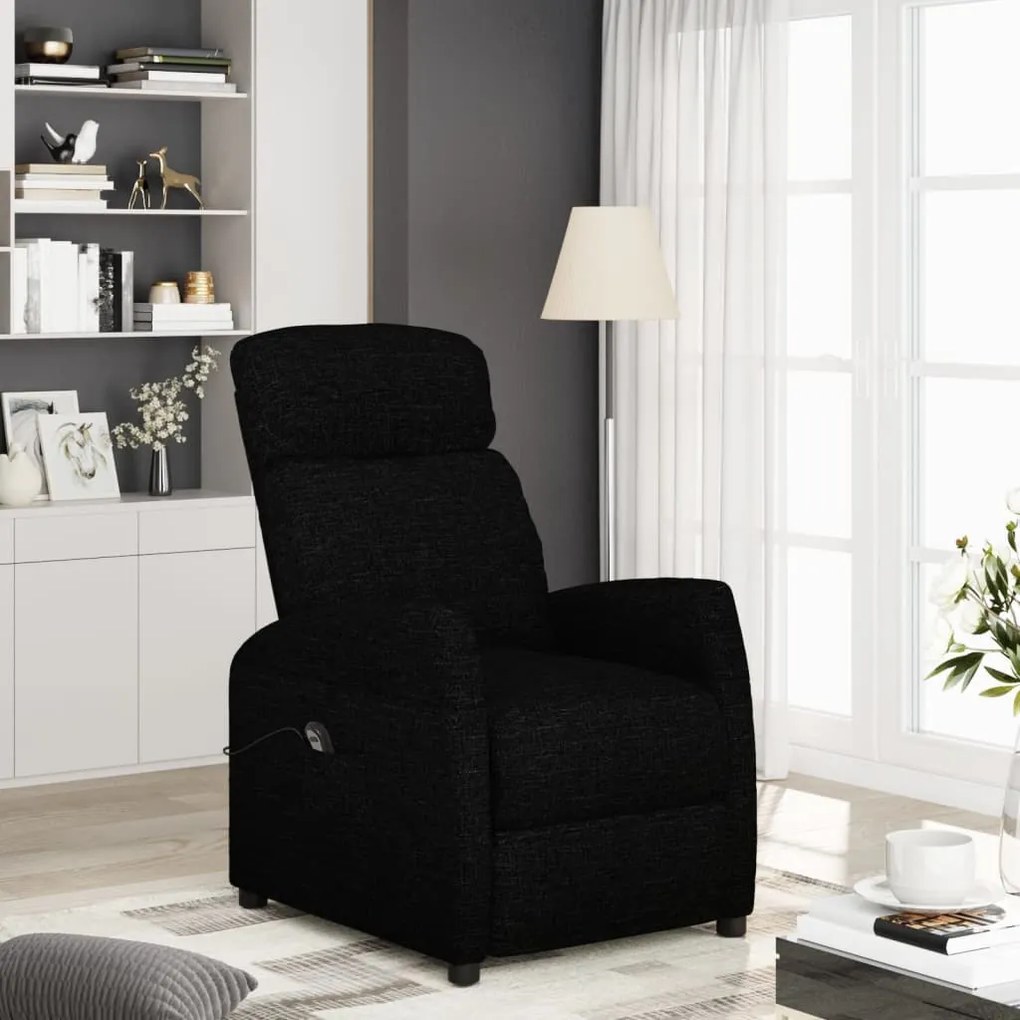 vidaXL Poltrona elevatória tecido preto