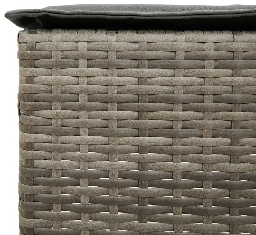 3 pcs conjunto de bar p/ jardim c/ almofadões vime PE cinzento