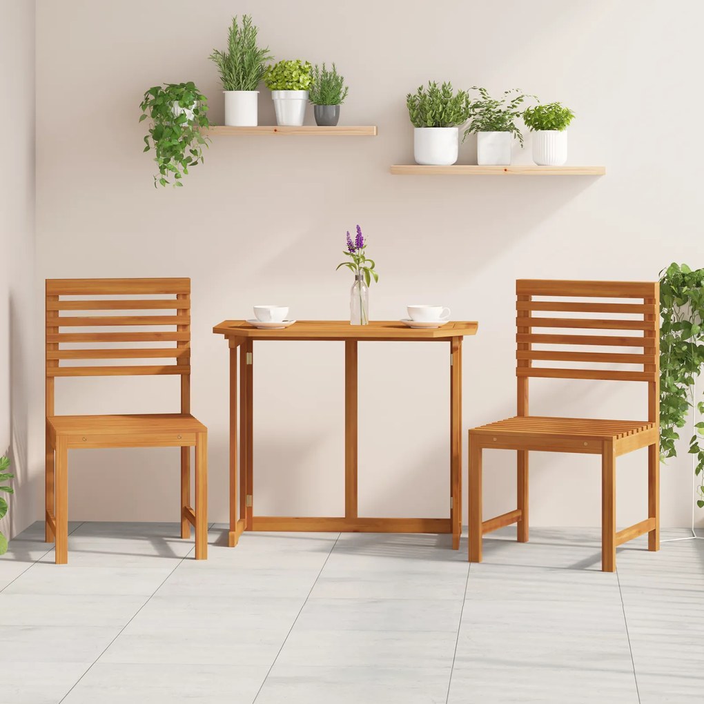 Cadeiras de Jardim vidaXL Sem Braços 2 pcs em Madeira de Acácia Sólida