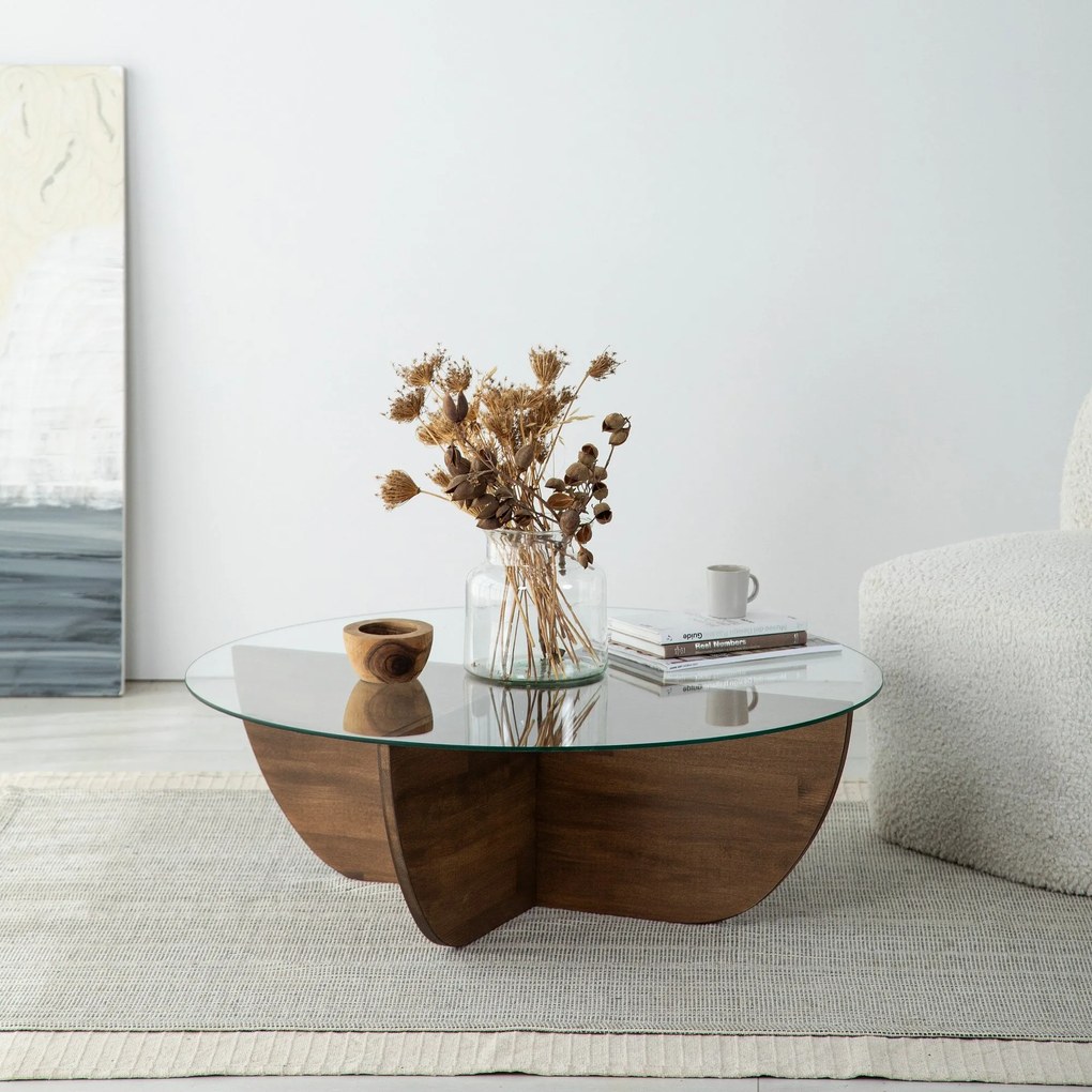 Mesa de Café Lily - Cor Nogueira - Medidas: 90cm x 30cm x 90cm