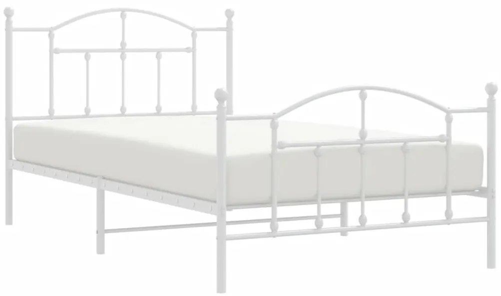 Estrutura de cama com cabeceira e pés 107x203 cm metal branco