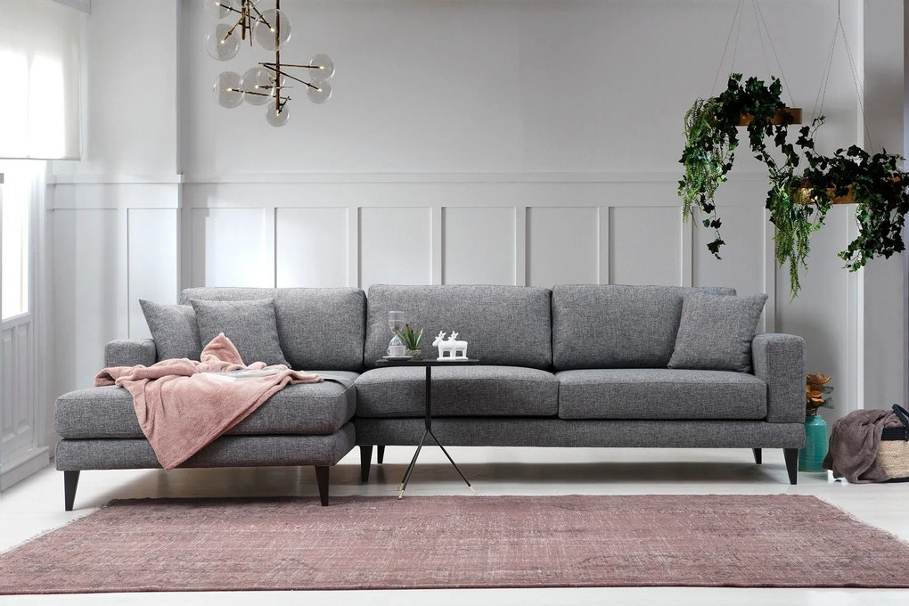 Sofá-Cama de Canto Nordic – Cinzento Escuro – 303 cm x 160 cm