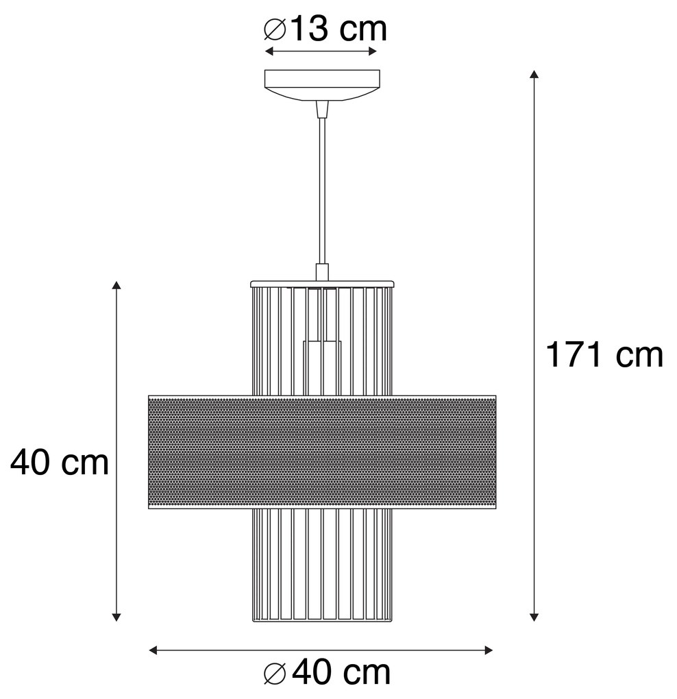 Candeeiro suspenso design preto/ouro 40cm - TESS Design