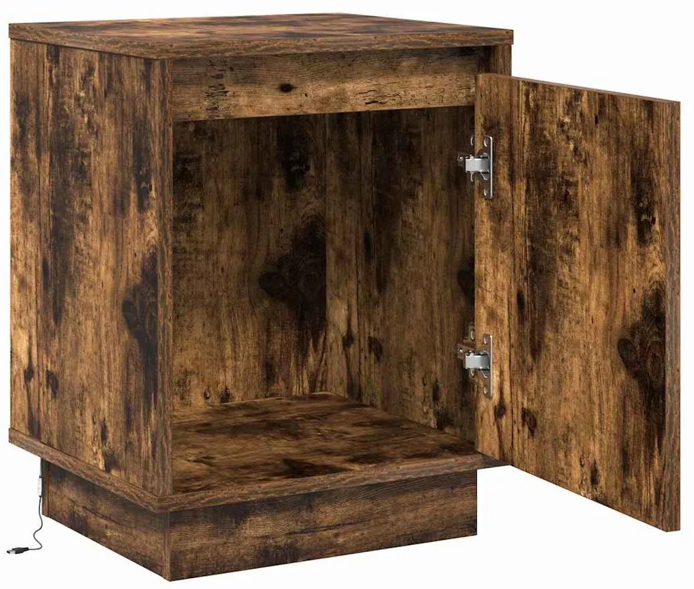 Camas de cabeceira com luzes de LED 2 pcs Carvalho Fumado 39x34,5x50 c
