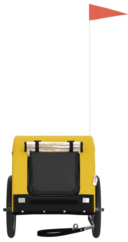 Reboque bicicleta p/ animais tecido oxford/ferro amarelo/preto