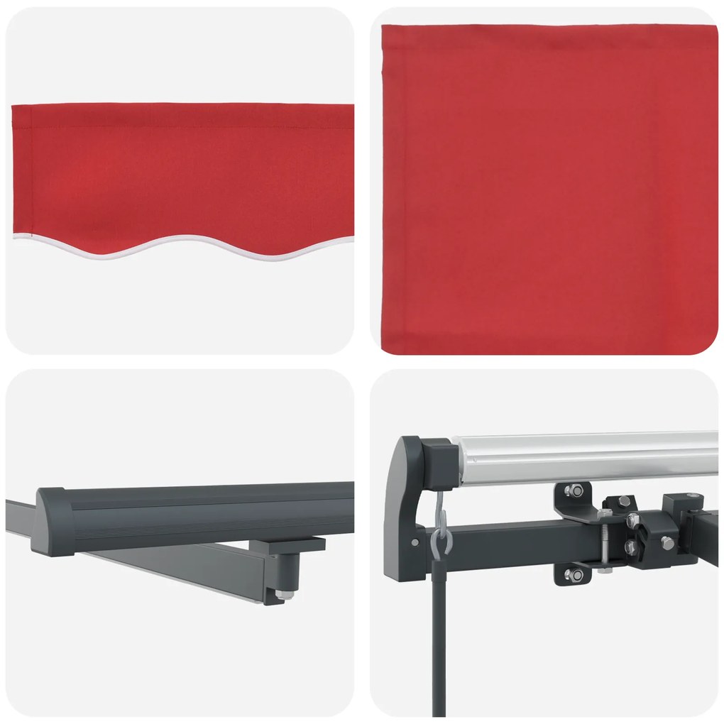 Toldo Retrátil Manual vidaXL com LED Vermelho 450x350 cm
