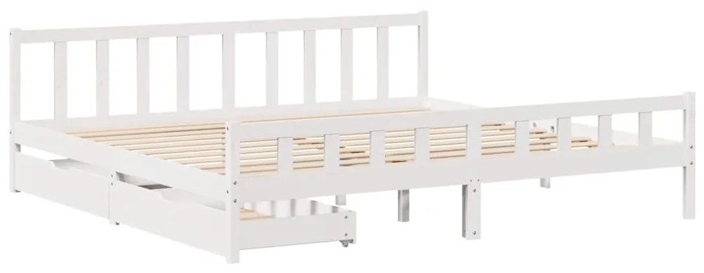 Cama sem colchão 180x200 cm madeira de pinho maciça branco