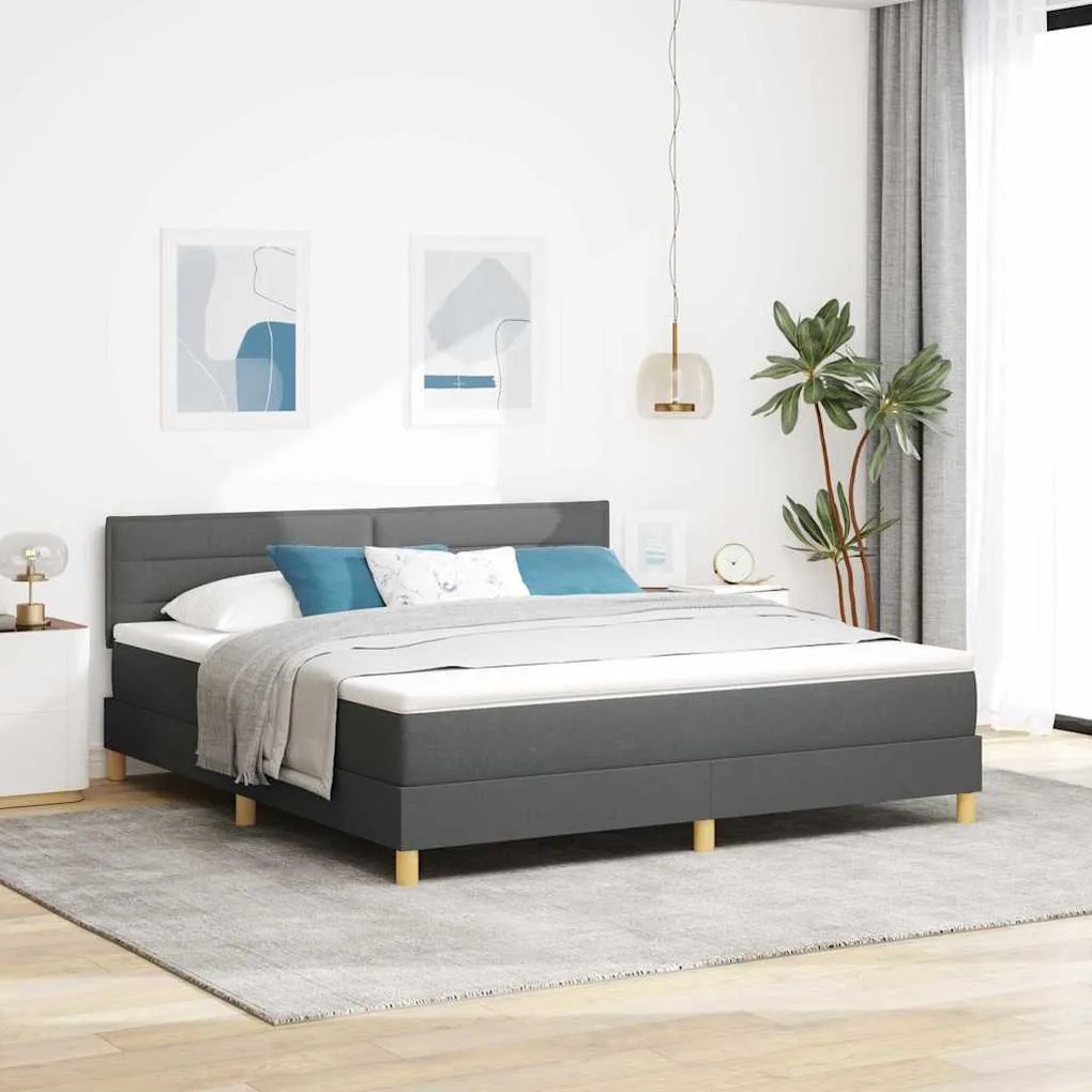vidaXL Cama Box com colchão Cinza Escuro 180 x 200 cm tecido