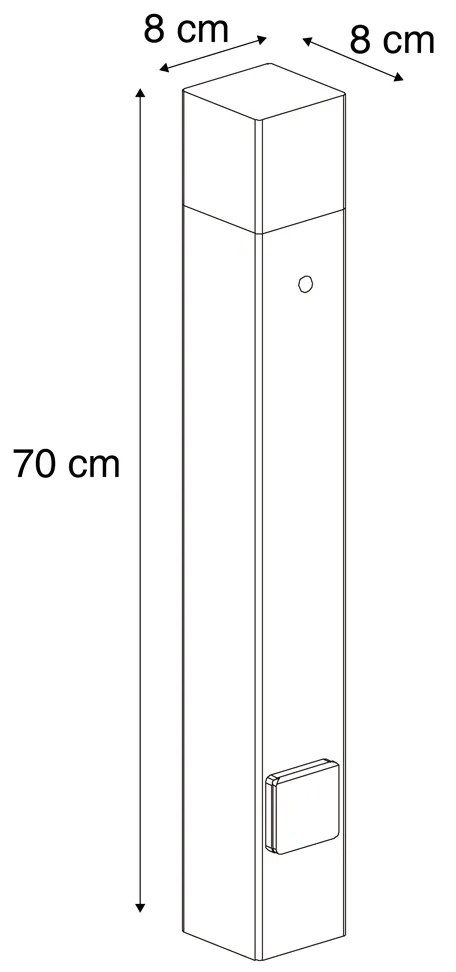 Balizador moderno para exterior preto com vidro fumê 70cm com sensor crepuscular IP44 - Denmark Moderno