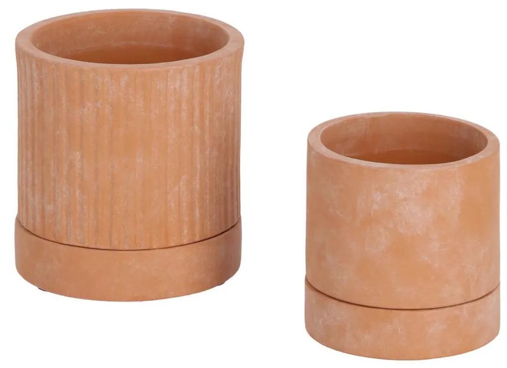 Kave Home - Set Janaina de 2 vasos de terracota Ø 18 cm / Ø 12 cm