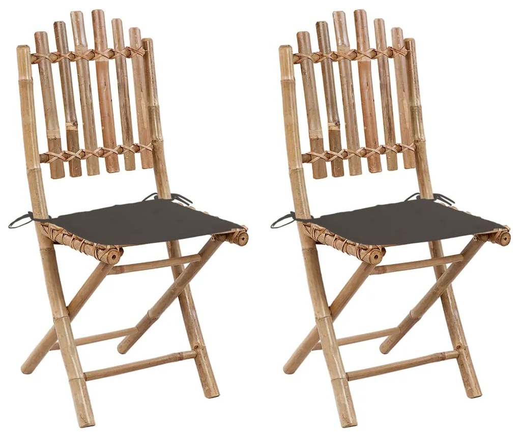 vidaXL Cadeiras de jardim dobráveis c/ almofadões 2 pcs bambu