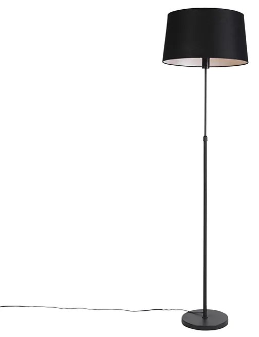 Candeeiro de pé preto com abajur de linho preto 45 cm ajustável - Parte Clássico / Antigo