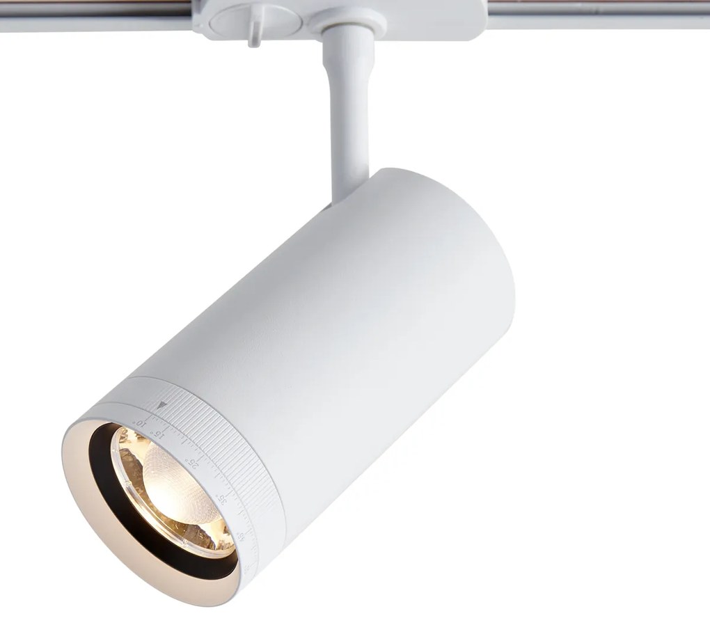 Foco moderno branco para sistema de calhas de iluminação monofásico, incluindo LED rotativo e inclinável - Iconic Zoom