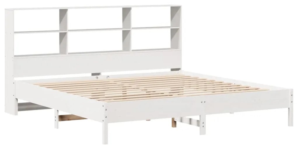 Cama com estante sem colchão 200x200 cm pinho maciço branco