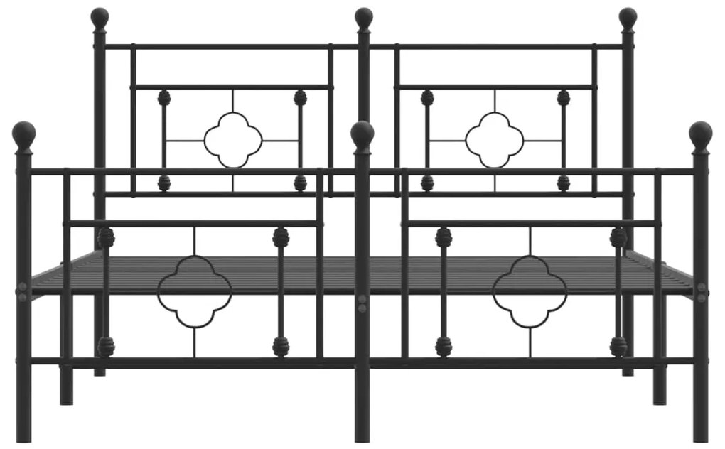 Estrutura de cama com cabeceira e pés 140x200 cm metal preto