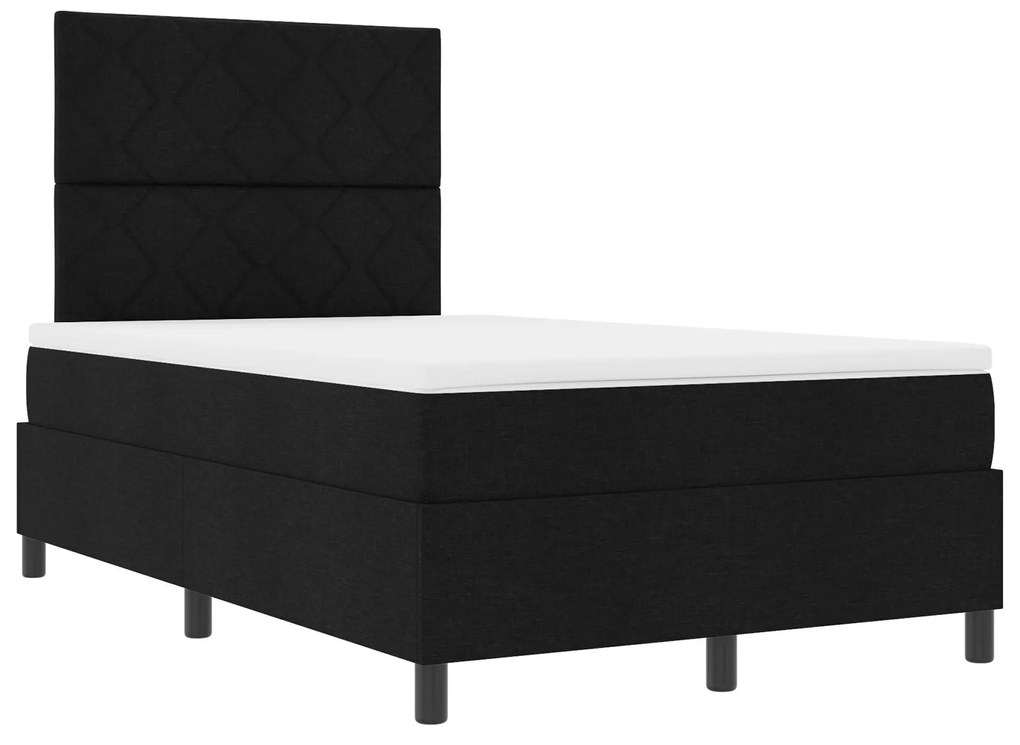 Cama Box com Colchão e Luz LED Preta 120x190 cm Tecido