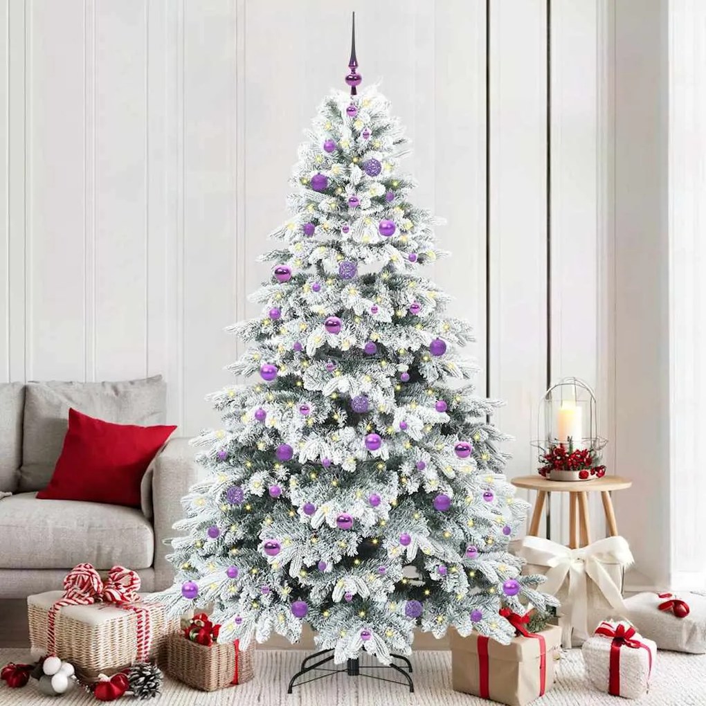 vidaXL Árvore de Natal Artificial com 300 LEDs Branco 210 cm PE e PVC