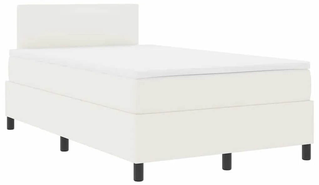 Cama Box Spring com Colchão Creme 120x200 cm Tecido de Veludo Cotelê