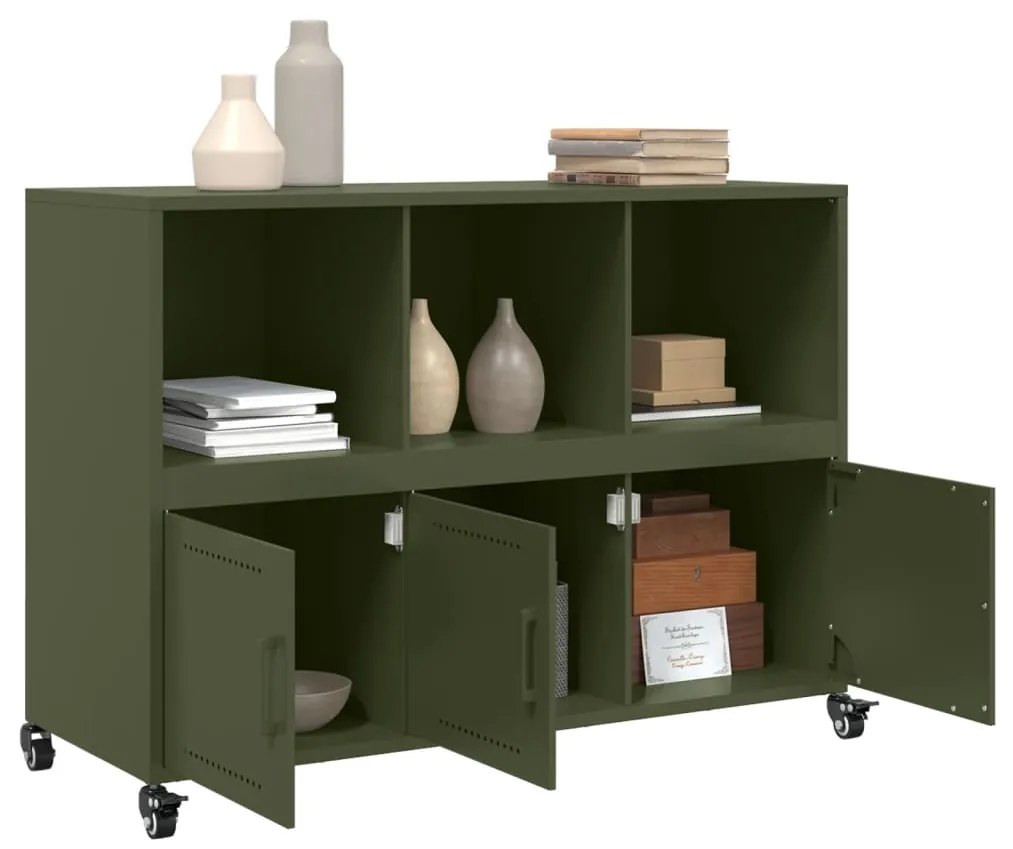 Aparador 100,5x39x72 cm aço verde-azeitona