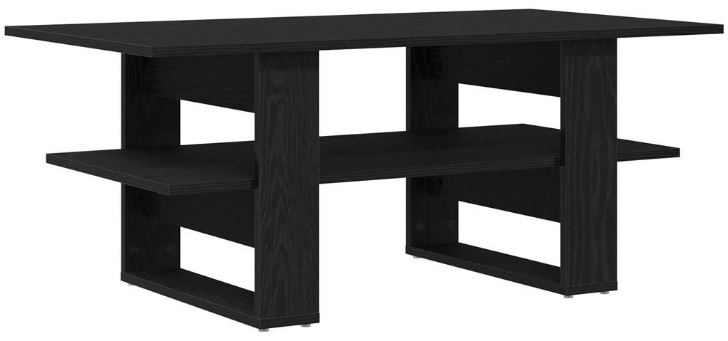 Mesa de Centro vidaXL Preto Carvalho 102x55x42 cm Madeira de Engenhari