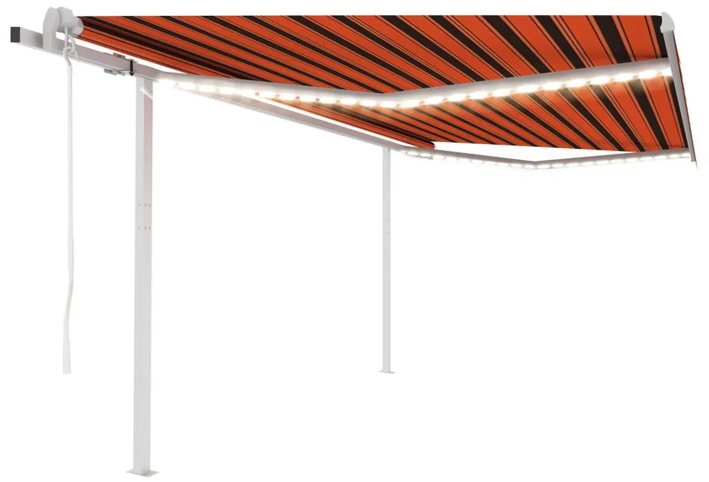 Toldo autom. c/ LED e sensor de vento 4,5x3,5m laranja/castanho