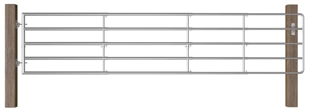 Portão para campo 5 barras aço (150-400)x90 cm prateado