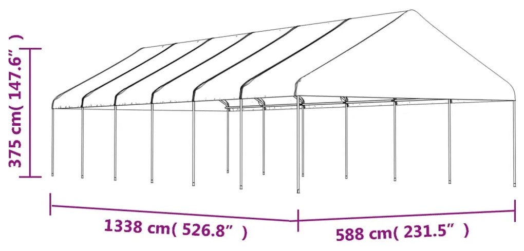 Tenda de Eventos com telhado 13,38x5,88x3,75 m polietileno branco
